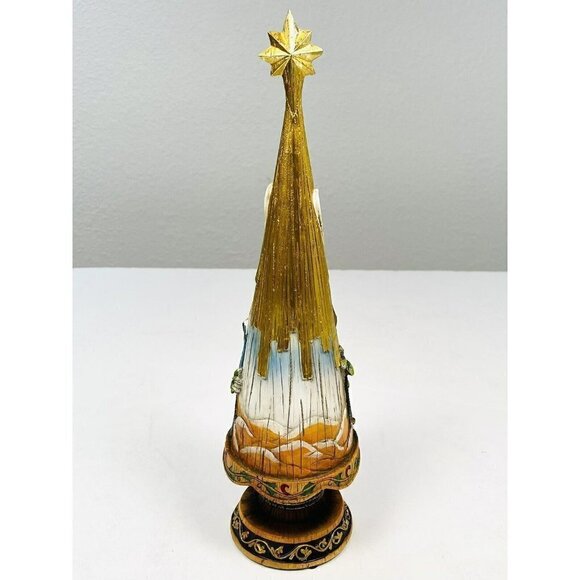 WINTER LANE 16" Carved Resin Table Top NATIVITY Christmas Tree MUSIC BOX Works - Picture 2 of 6